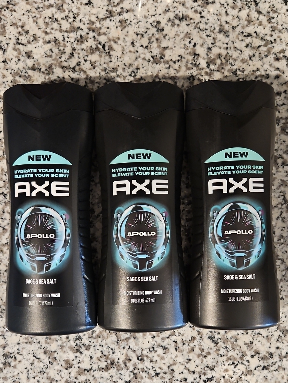3x Axe Men Apollo Moisturizing Body Wash Sage & Sea Salt 16oz